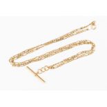 A 9ct gold Figaro link necklace, T bar, length approx 20'', weight approx 2.