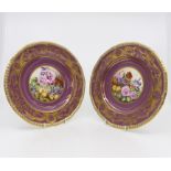 J McLaughlin, a pair of florally painted cabinet plates,