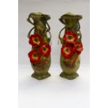 A pair of Royal Lambeth amphora shaped vases