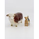 Two Beswick figures of Highland terrier and Hereford bull Condition: No obvious signs of damage or
