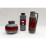 Three West German Lava design pieces, comprising ewer,