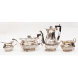 A George V Sterling silver four piece tea and coffee service, Sheffield 1923-1924,