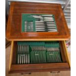 A very comprehensive canteen of cutlery in three drawers with all serving implements,