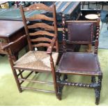 A Victorian Carolean style walnut barley twist side chair,