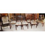 A harlequin set of nine late Victorian dining chairs,