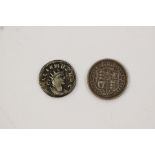 2 silver coins - one Georgian dated 1816,