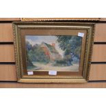 Three framed watercolours on the subject of Littleover Hollow, Derby, A Roberts 1915,