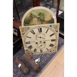 Longcase clock dial and movement eight day, name on dial Cooper, Huddersfield, seat-board,