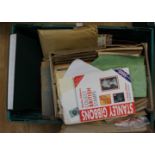 Quantity of First Day Covers stock book and boxes of loose stamps