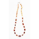 A pearl, amber and ruby necklace,