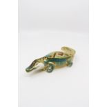 An alligator Royal Crown Derby paperweight with gold stopper