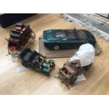 Die Cast: Wells Fargo Stage Coach: Wild West covered wagon: 1905 Rolls Royce: Jaguar XJ220 (4)