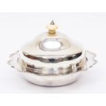 An Edwardian silver muffin dish cover and liner, the base with wavy rim,