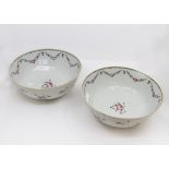 A pair of late 18th Century Chinese export ware famille rose bowls, circa 1780,