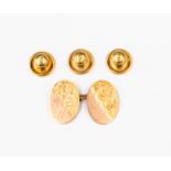 Three 18 ct gold collar studs, weight approx 2.3 grams, and a 9ct gold cuff link (rose) 2.