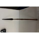 An African short stabbing Spear. 41cm double edged blade. Overall size 96cm.