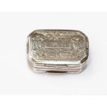 A George III rectangular silver vinaigrette with canted corners,