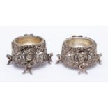 Pair of 19th Century Neo Classical table salts with vine leaf decoration,