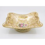 A Derby porcelain fruit bowl, twin handled pedestal form,