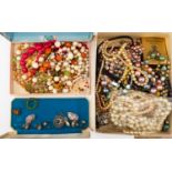 A quantity of assorted costume jewellery including a white metal and butterfly wing brooch,
