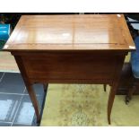 An Edwardian Mahgony inlaid ladies writing desk with makers label John Bagshaw and Sons Liverpool