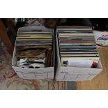A collection of LP and EP records.
