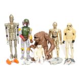 Star Wars: A collection of assorted larger Star Wars figures to include: Boba Fett, Stormtrooper and