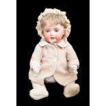 Porzellan Fabrik Menger Sgereuth: A bisque head, socket baby doll, marked 'PM 924 Germany 7', open