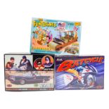 Model Kits: A boxed Batmobile and Batcycle plastic model kits, Polar Lights, plus Lindbergs