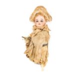 Limoges: A Limoges bisque head doll, marked 'Limoges France', blue eyes, closed mouth, possibly a