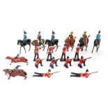 Soldiers: A collection of assorted lead soldiers, Britains to include mounted soldiers etc. (one