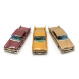 Bandai: A collection of three Bandai, Japanese tinplate Cadillac Friction Drive vehicles, circa