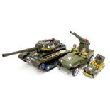 Tinplate: A battery operated Masudaya (Modern Toys, Japan) Army Tank, a Friction Powered Army