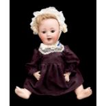 Porzellaufabrik Burggrub: A bisque head, socket baby girl doll, marked 'P.M. 914 Germany 7', open