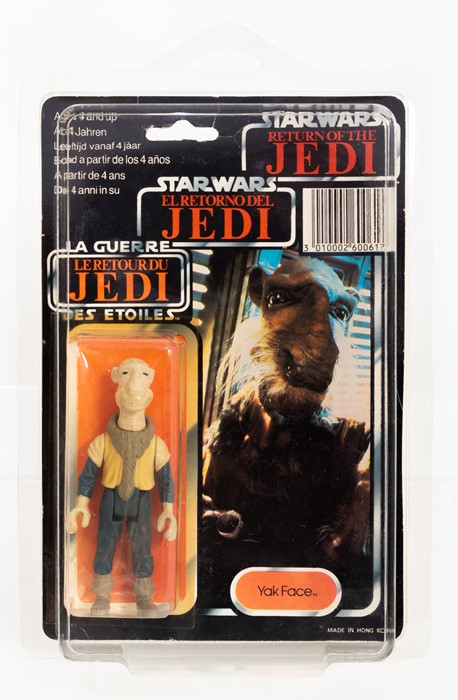 Star Wars: A cased and carded, tri-logo Return of the Jedi 'Yak Face' figure, 70 punched card