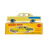 Dinky: A boxed Dinky Toys, Studebaker President Sudan, 179, yellow body, yellow picture box, correct