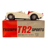 Victory Industries: A boxed Victory Industries, battery operated, Triumph TR2 Sports Car, white with