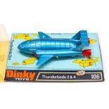 Dinky: A boxed Dinky Toys, Thunderbirds 2 & 4, metallic blue model, in bubble packaging, appears