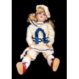 Armand Marseille: A bisque head Armand Marseille lady doll, marked 'Germany 390 A 7 1/2 M', open