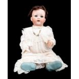 Melitta: A bisque head, socket girl doll, marked 'Melitta Germany 12', open and close eyes, open