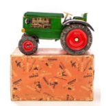 Arnold: A boxed tinplate Arnold Electric Driven Tractor, 7300, Made in Western Germany, as found.