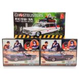 Model Kits: A pair of Batmobile plastic model kits, Polar Lights, together with a boxed AMT Ecto-