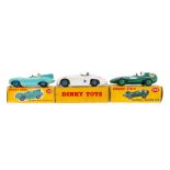 Dinky: Three boxed Dinky Toys vehicles to comprise: Cunningham C-5R, 133, white and blue body, box