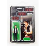 Star Wars: A cased and carded, tri-logo Return of the Jedi 'Han Solo' figure, 70 punched card
