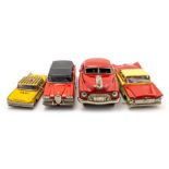Tinplate: A collection of four Friction Drive tinplate vehicles to include: Nomura Edsel, Yonezawa