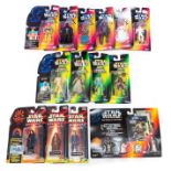 Star Wars: A collection of fourteen figures on card, varying figures, C-3PO, Chewbacca, Yoda. (14)