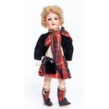 Armand Marseille: A bisque head German doll, open and close eyes, open mouth revealing four teeth,