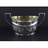 A large Victorian twin handled silver sugar bowl, by George John Richards & Edward Charles Brown,