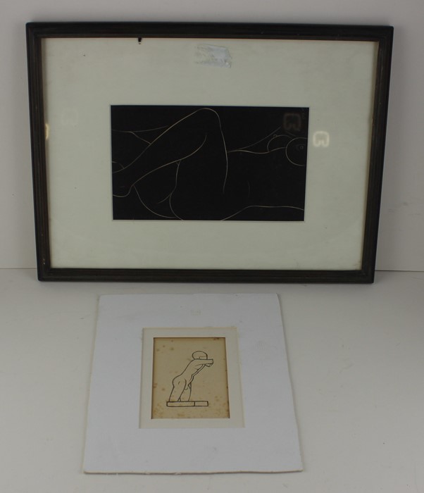 Eric Gill (British 1882-1940), wood block print from the "25 Nude" series, image 12.5cm x 21cm,