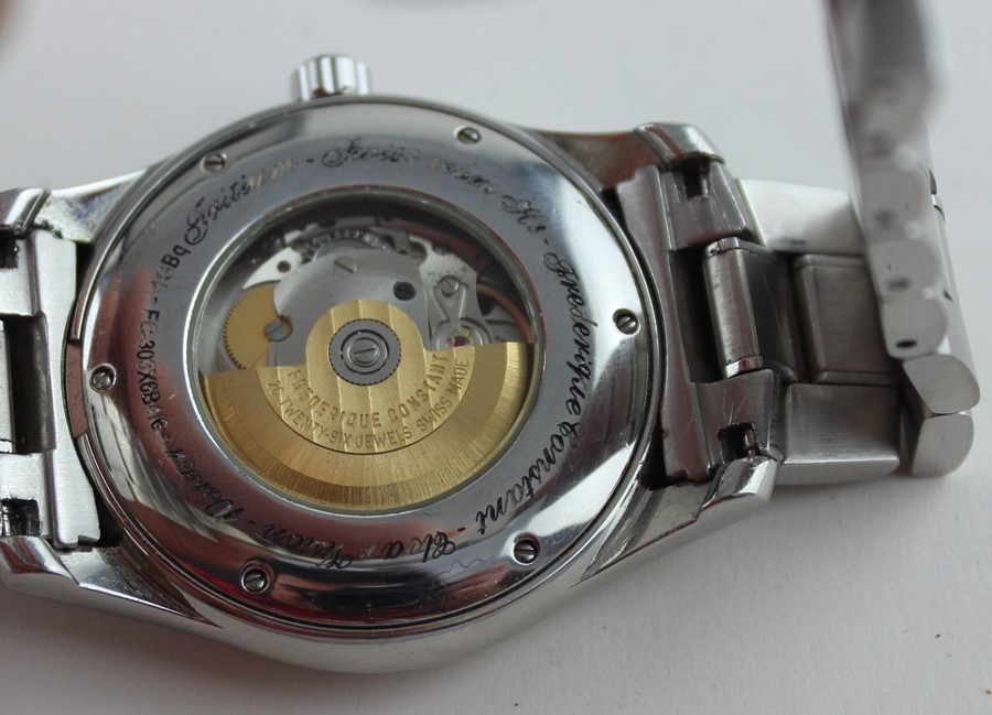 A Frederique Constant Automatic stainless steel gentleman's bracelet watch, c.2012, having signed - Image 5 of 5